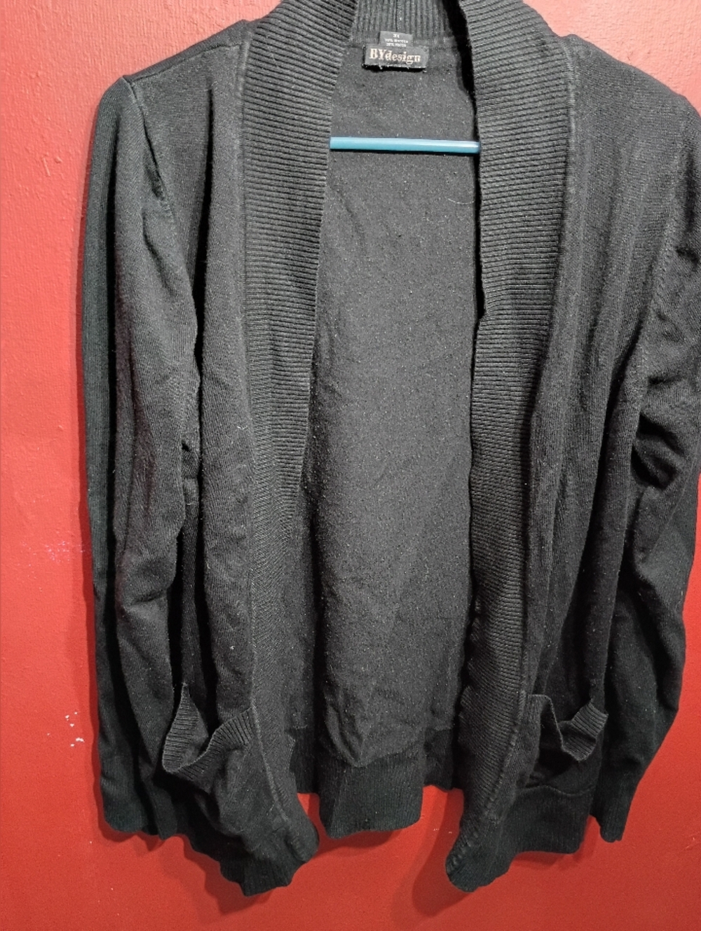 BYdesign Black Open-Front Shawl Collar Cardigan